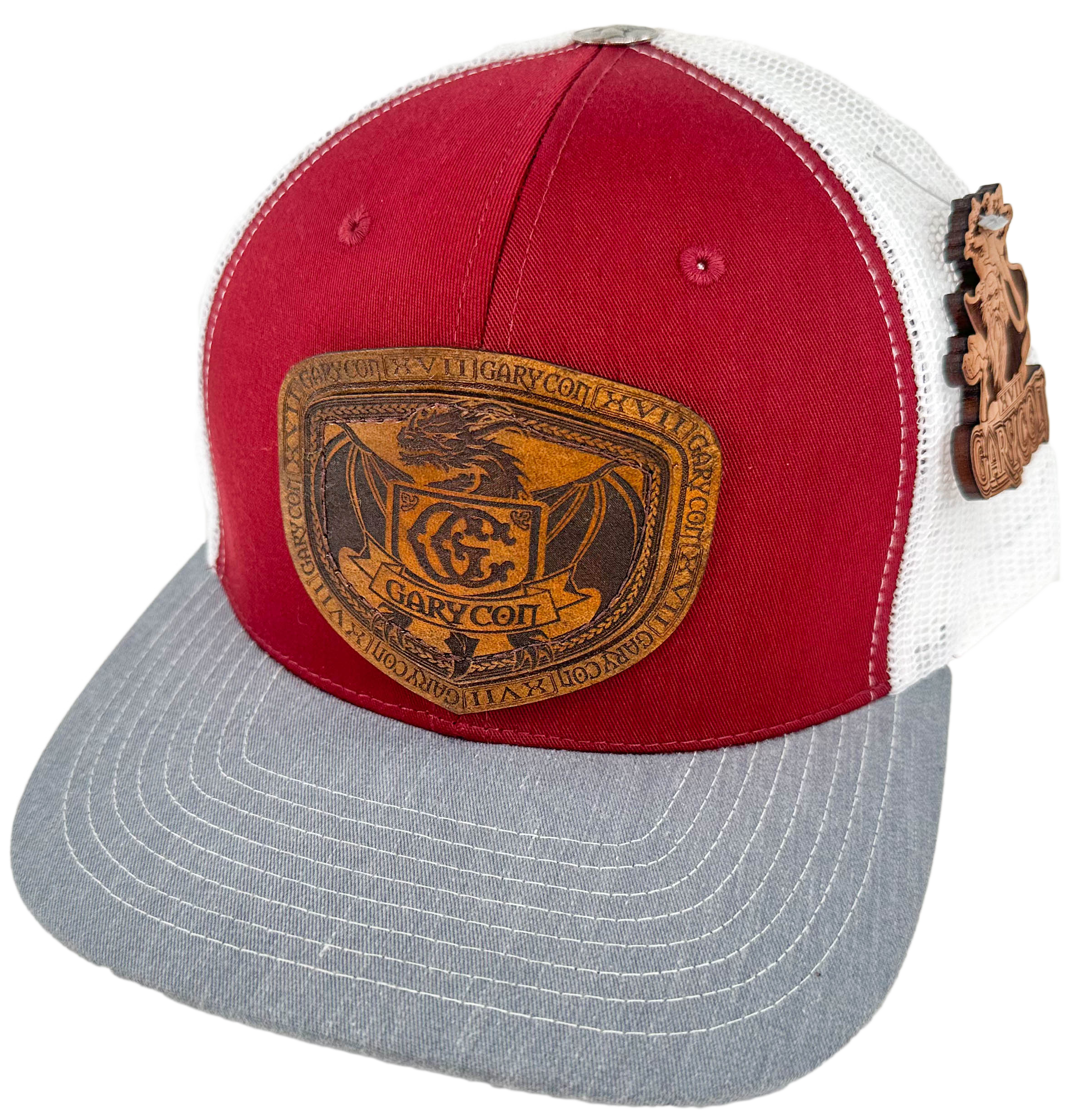 GARYCON DRAGON SHIELD LEATHER PATCH HAT(MAROON,GREY,SADDLE BROWN)