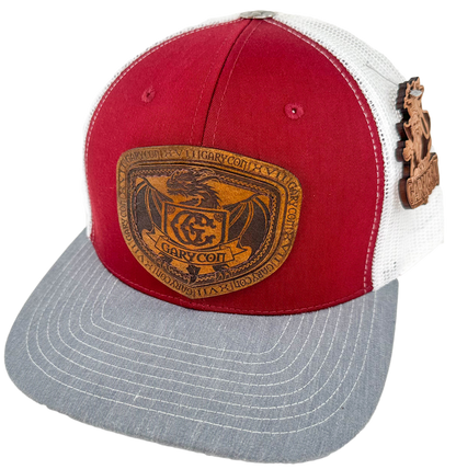 GARYCON DRAGON SHIELD LEATHER PATCH HAT(MAROON,GREY,SADDLE BROWN)